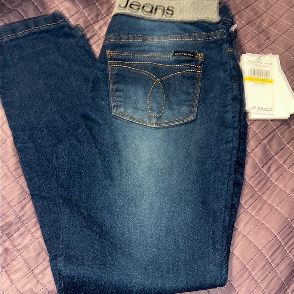 New Dark Blue Calvin Klein Jeans Jeggings Size 8/10 - Picture 2 of 4